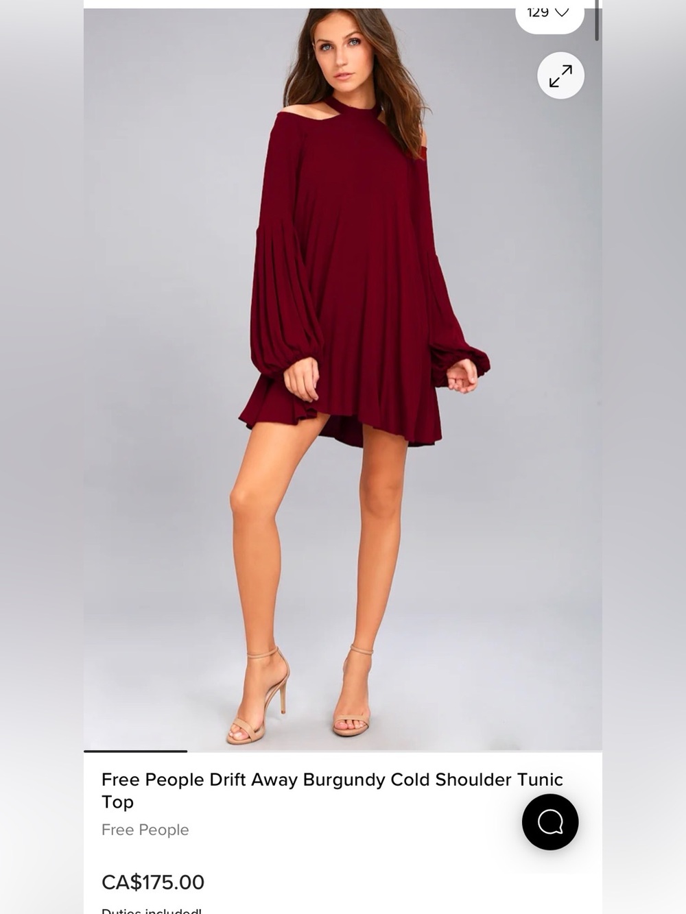 Free People Drift Away Burgundy Cold Shoulder Tunic Top